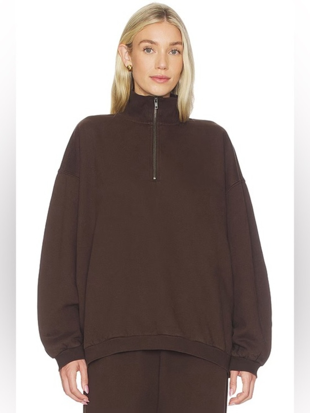 New with Tags Skims Oversized Quarter-Zip Pullover - Chocolate Brown